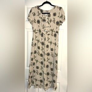 Scarlett Blue Sunflower Linen Dress, Size 8